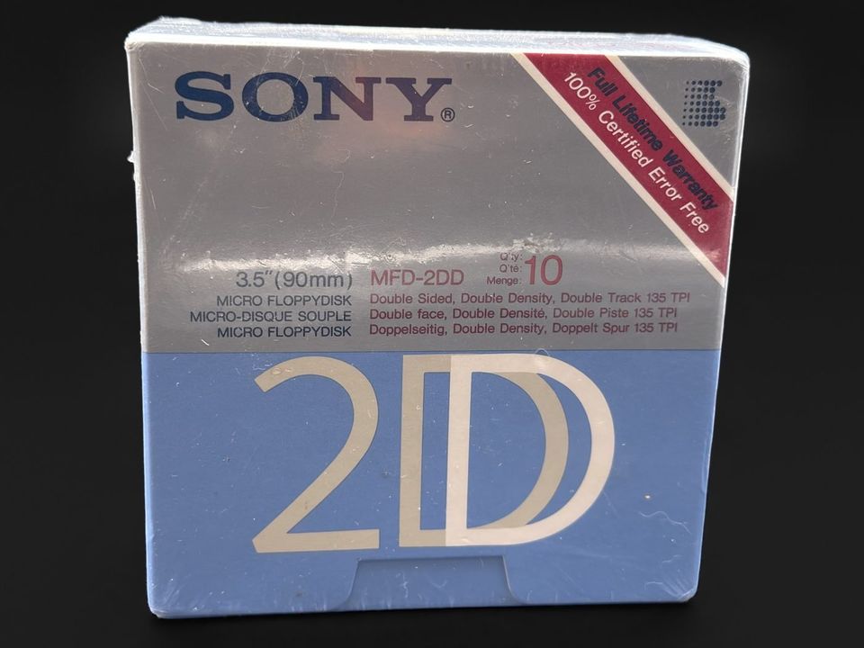 Sony MFD-2DD 3.5in Double-Density Floppy Disks, Sealed Box of 10
